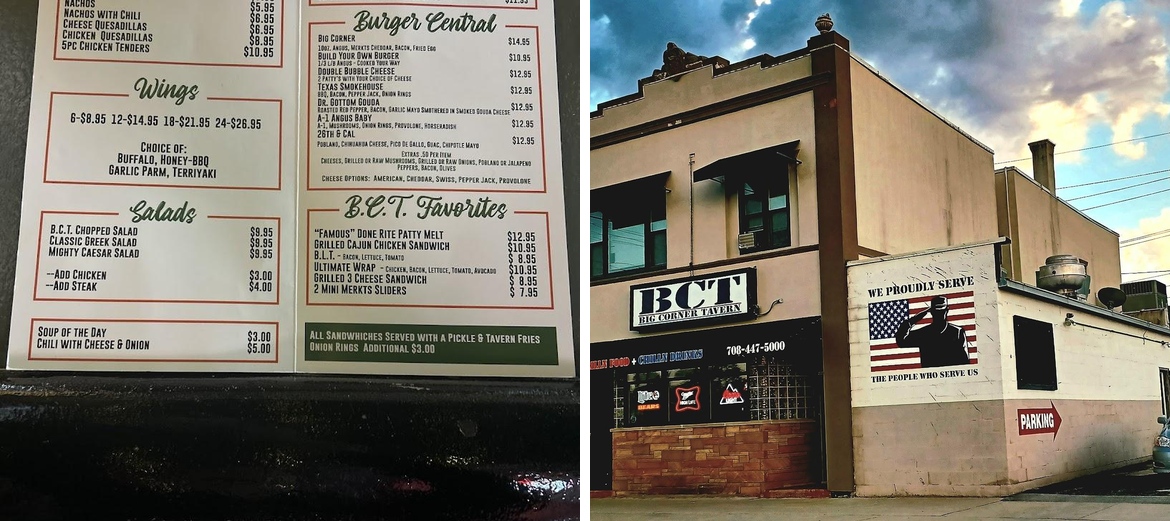 Big Corner Tavern Menu